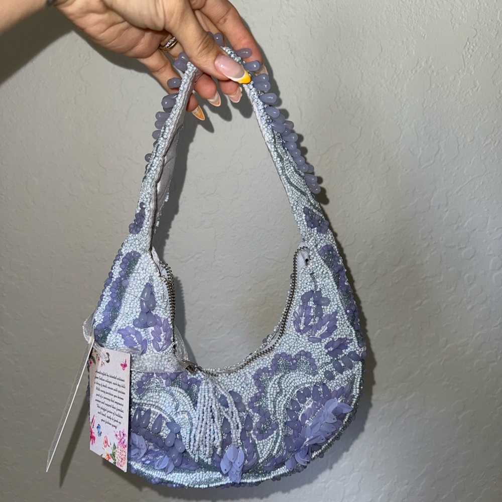Elegant Beaded Lavender Handbag